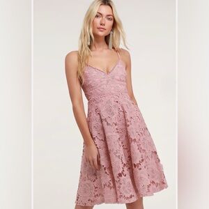 Lulu’s Nora Lee Dusty Rose Lace Dress